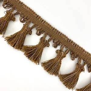 Vintage rich brown tassel fringe sewing trim 3 yards upholstery DIY decor - Picture 1 of 5
