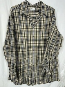 L.L.Bean Mens Tall XXL Cotton Long Sleeve Button Up Shirt Plaid Blue, Green, Tan - Picture 1 of 9