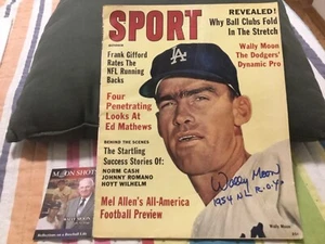 WALLY MOON SIGNED 1961 SPORT MAGAZINE/1954 ROY INSCRIPTION,W-COA ERNIE DAVIS - Picture 1 of 6