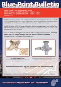 Bomba de agua refrigerante - se adapta a Toyota Avensis, Carina E Vl, Celica, Corolla 1997-2003 - Imagen 1 de 2