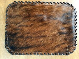 Set of 6 cowhide Table Placemats Dining Table Place Mats Hair on BRINDLE Woww