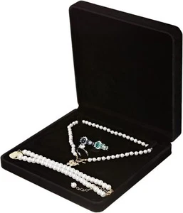 Velvet Jewelry Set Box, Velvet Gift Box for Bracelet Necklace Earring Ring Black - Picture 1 of 1