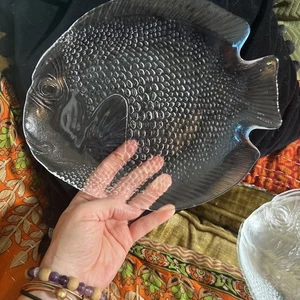 Vintage Set of 6 Arcoroc France Glass Fish Shaped Platters 10”x 8” 1970’s. - Picture 1 of 6