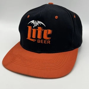 Vintage LITE BEER HALLOWEEN Bat Trucker Hat Baseball Cap Snapback Black Orange - Picture 1 of 9