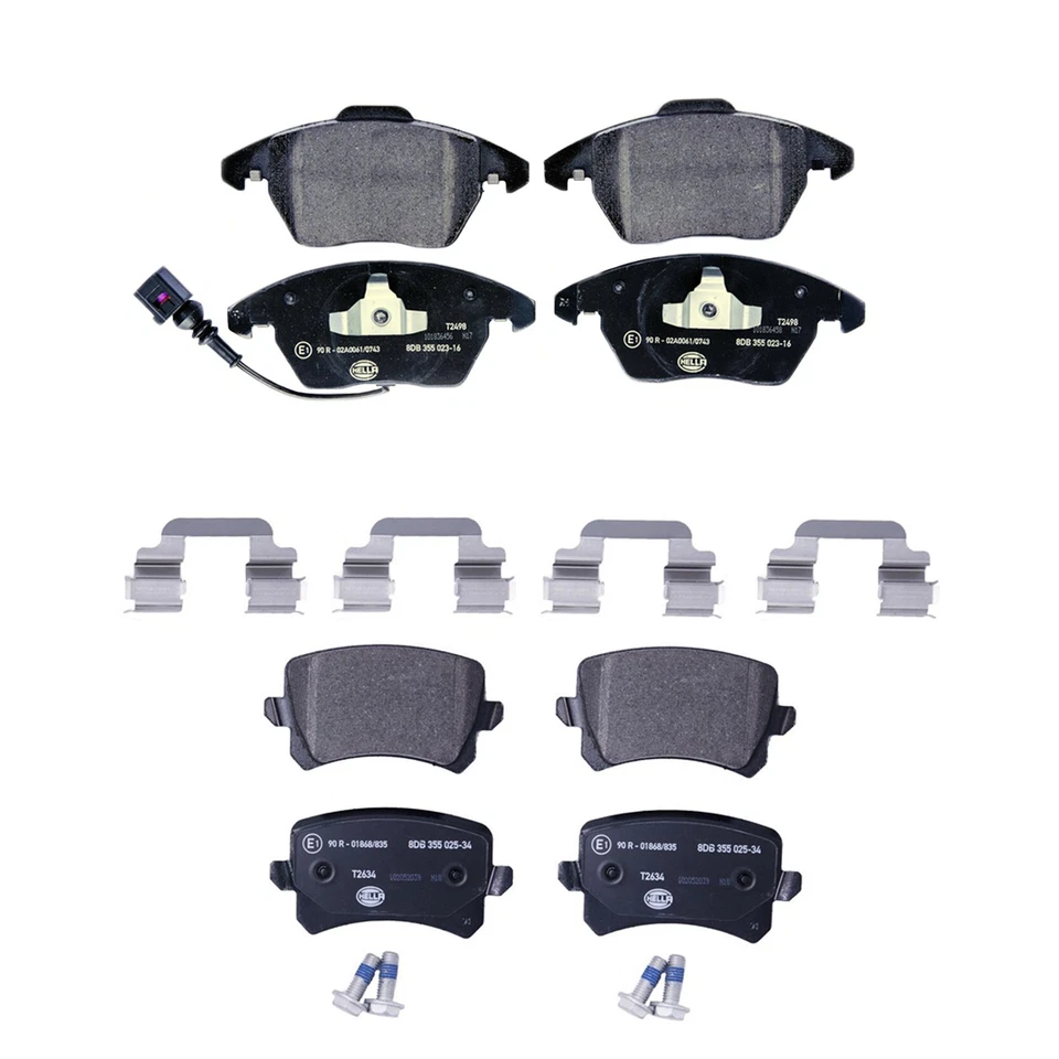 Kit de pastillas de freno de disco bajas delanteras y traseras Hella para Volkswagen CC Passat tracción delantera Foto 1 de 1