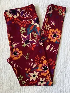 LuLaRoe Leggings Betriebssystem orange grün blaugrün cremefarbenblau Blumen auf kastanienbraun 2016 - Bild 1 von 2