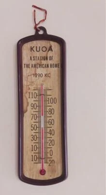 VINTAGE SILOAM SPRINGS ARKANSAS KUOA RADIO STATION THERMOMETER JOHN BROWN UNIV Foto 1 de 4