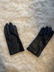Vintage dunkelblaue Lederhandschuhe Damen Größe 7 1/2 - Bild 1 von 5