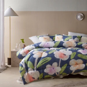 Bella Blue Floral 3 Piece Comforter Set by Accessorize - Picture 1 of 5
