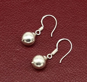 Orecchino a sfera singolo e cerchio pendente argento sterling 925 fatto a mano argento sterling, s914 - Foto 1 di 6