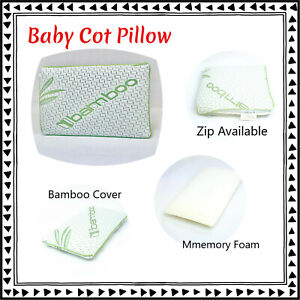 Kids Cot Bed Pillow Bamboo Memory Foam Soft Anti Bacterial Baby Toddler 25x40cm.