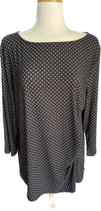 Talbots Woman Size 2X, 3/4 Sleeve Pullover Shirt Puckered Side Black - Picture 1 of 6