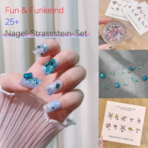 Nagel Strassstein Set Hochwertiges Material 10 Finger Nail Art Glitter Kristalle - Imagen 1 de 38
