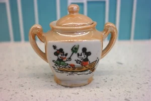 Vintage 1930s Disney Mickey Mouse peach luster child's tea set ~ Sugar Cup & Lid - Picture 1 of 7