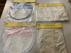 VINTAGE NEW SEEBO'S E-Z BABY BONNET, 2 Baby Bibs, And Baby Pillow Sham Stitch - Picture 1 of 5