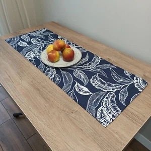 Tela floral para corredores de mesa naperón rectangular de vacaciones impermeable azul oscuro - Imagen 1 de 5