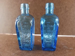 "2 BOTELLAS WHEATON STRAUBHULLER ELIXIR NÉCTAR DE LA VIDA DORADA azul de 3""" - Imagen 1 de 2