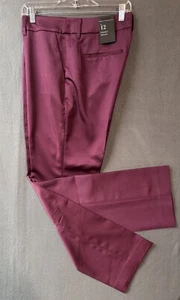 Pantaloni da donna WHBM taglia 12 Plum Noir gamba dritta in raso prezzo al pubblico consigliato $120 - Foto 1 di 12