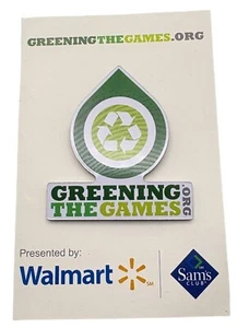 Pin de solapa Greening The Games reciclaje ecológico patrocinador Walmart - Imagen 1 de 6