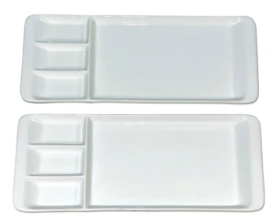 Set of 2 Crate & Barrel Divided Rectangular Serving Dish Plate White - 15" - Image 1 of 4