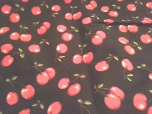 HM red cherry print tablecloth runner with bows 13" x 66" vtg - Picture 1 of 3