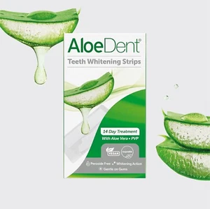 AloeDent Teeth Whitening Strips 14 Day Treatment Gentle to Gums Pack of 2 - Picture 1 of 9