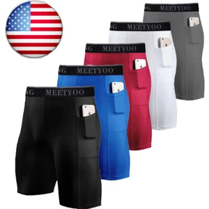 Athletic Workout Compression Shorts Baselayer Underwear Basketball Legging Men - Picture 1 of 18