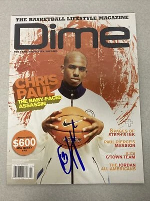 Revista de baloncesto firmada por Chris Paul Auto DIME de la NBA Phoenix Suns LA Clippers Foto 1 de 2