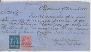 Stamps 1881 Victoria 2/- & 5/- duty on promissory note to William Robinson - Bild 1 von 1