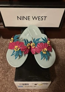 Nine West Flower Sandals Flip Flops Size 5 New With Box! - Picture 1 of 3