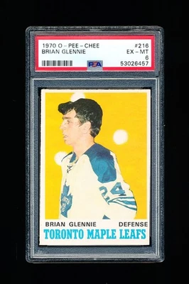 1970 OPC HOCKEY 216 BRIAN GLENNIE ROOKIE CARD PSA 6 EX-MINT MAPLE LEAFS - Image 1 of 3