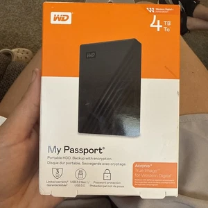 WD Western Digital My Passport 4TB Portable HDD WDBPKJ0040BBK-WEWM*BRAND NEW* - Picture 1 of 3