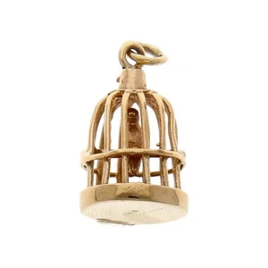 Gebrauchter Vogelkäfig-Anhänger 9 kt Gelbgold für Sie - Bild 1 von 1