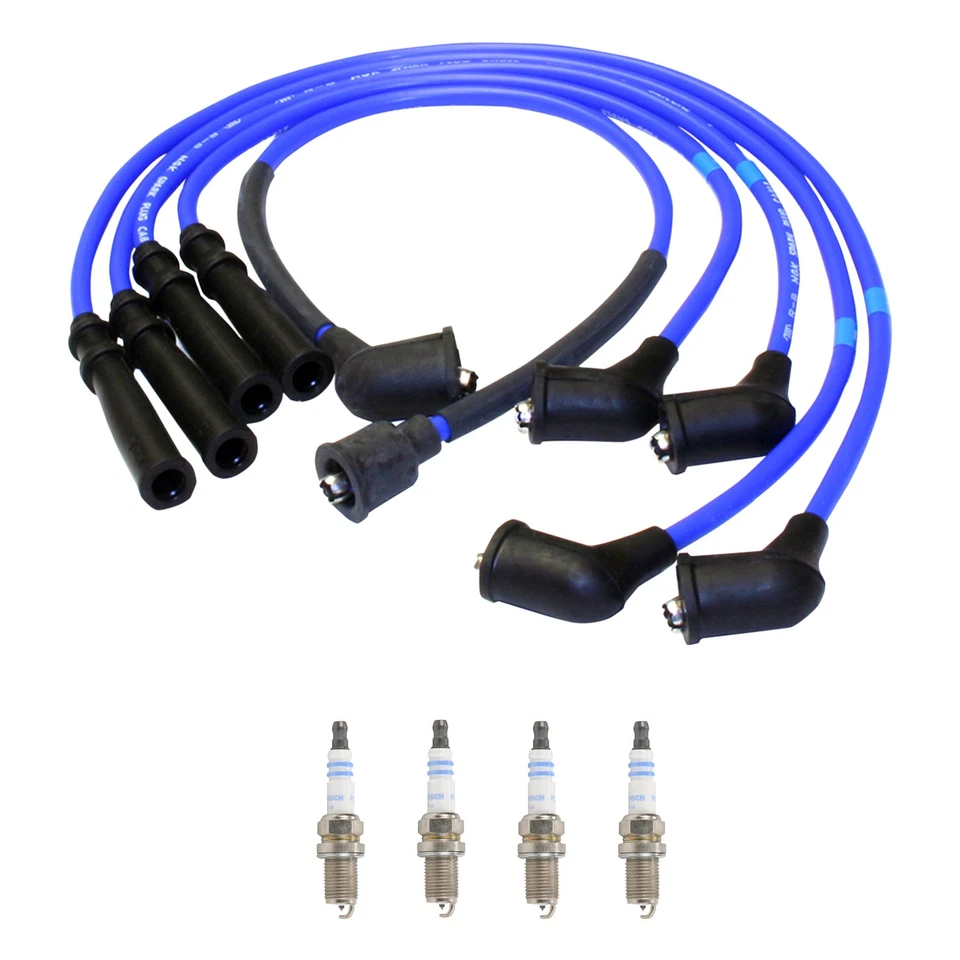 Juego de cables NGK y kit de 4 bujías de carreras para Mazda MX-3 Protege 1,6 L 1,8 L L4 SOHC Foto 1 de 1