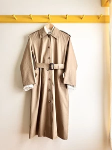 Giacca trench vintage anni 70 80 YSL YVES SAINT LAURENT misto cotone kaki S M - Foto 1 di 19