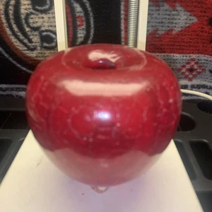 Hand Blown Red Crackle Glass Apple Figurine Paperweight - Picture 1 of 11