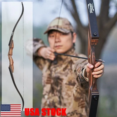 60" Takedown Recurve Bow 25-60lbs Archery Outdoor Bow Hunting Shooting Target - Image 1 of 4