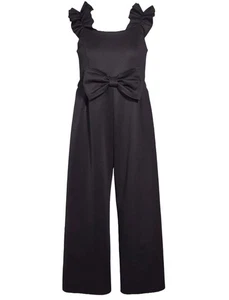 NEW Bonnie Jean Girls Size 16 "BLACK SCUBA RUFFLE" Special Occasion Bow Jumpsuit - Picture 1 of 4