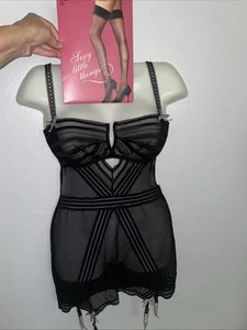 Victoria’s Secret 36D Bondage Teddy Garter & Sexy Little Things Stockings A - Picture 1 of 14