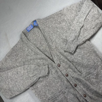 Vintage Pendleton Sweater Mens Large Gray Shetland Wool Button Front Cardigan - Image 1 of 4