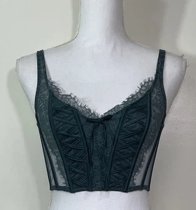 Women's Victoria's Secret Dream Angels Green Lace Mesh Bustier Top Sz. S A22-52 - Picture 1 of 4