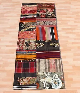 ALFOMBRA TURCA KILIM PATCHWORK RECTANGULAR MULTICOLOR MÁS DE 30 COLORES ALFOMBRA DE LANA CORREDORES 3X8 pies. - Imagen 1 de 4