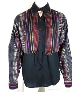 Wrangler Western Wear Womens Rodeo Shirt Button Up Layered Striped Black sz S - Bild 1 von 10