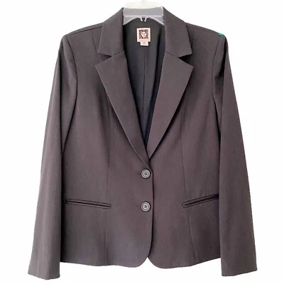 Anne Klein Women’s Blazer Jacket Open Front Collared Business Workwear Gray 14 - Image 1 of 4