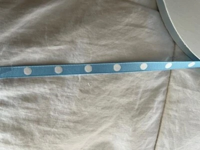 3/8" 9mm Blue Grosgrain Dot RIBBON ~ Maize ~ 100 yards ~ 100% Polyester #5776 - Image 1 of 2