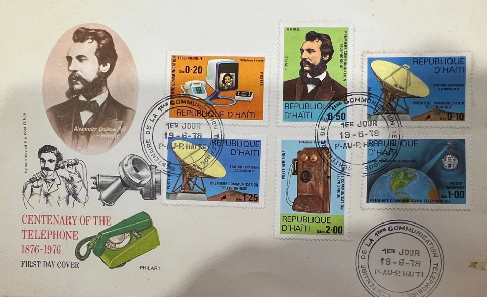 Estampillas de Haití en portada de primer día 1978 estación de telecomunicaciones terrestres J.C. Duvalier Foto 1 de 1