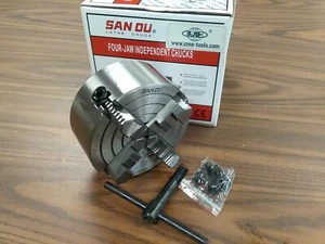 5" 4-JAW LATHE CHUCK w independent jaws 3 rear mounting Holes #0504F0 K72 125 - Picture 1 of 5