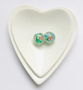 Stunning Pink Blue Peridot Flower Handmade Bead 13mm 2 pcs - Picture 1 of 1