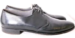 Vtg Nettleton 3-Eye Lace Up Handsewn Plain Toe Black Leather Shoes Men's 13 AA - Picture 1 of 9