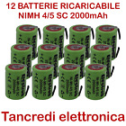 12x Batteria ricaricabile NiMh 4/5 SC 1,2V 2000mAh subC con linguette a saldare